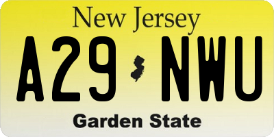NJ license plate A29NWU