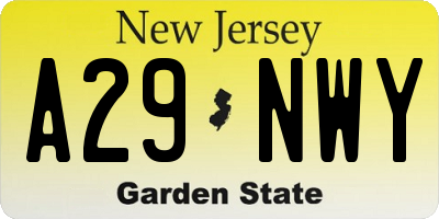 NJ license plate A29NWY