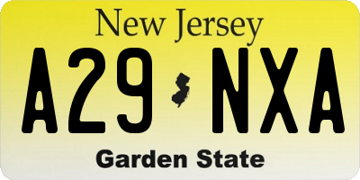 NJ license plate A29NXA