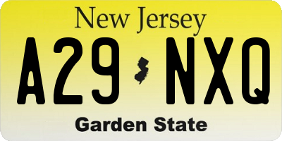 NJ license plate A29NXQ