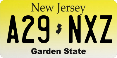 NJ license plate A29NXZ