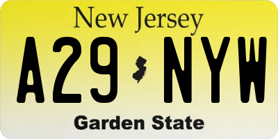 NJ license plate A29NYW