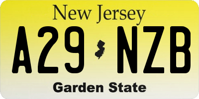 NJ license plate A29NZB