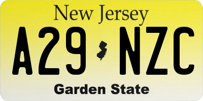 NJ license plate A29NZC