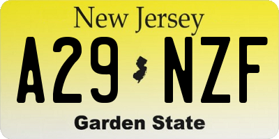 NJ license plate A29NZF
