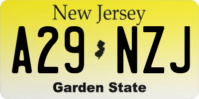 NJ license plate A29NZJ