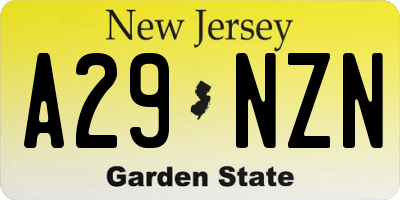 NJ license plate A29NZN