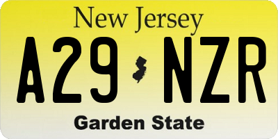 NJ license plate A29NZR
