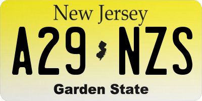 NJ license plate A29NZS