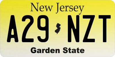 NJ license plate A29NZT