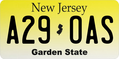 NJ license plate A29OAS