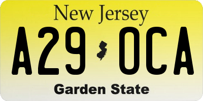 NJ license plate A29OCA