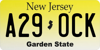 NJ license plate A29OCK
