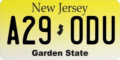NJ license plate A29ODU