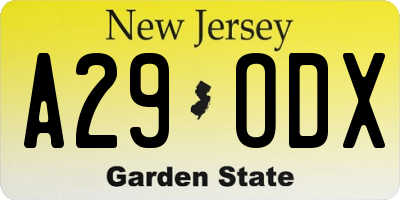 NJ license plate A29ODX