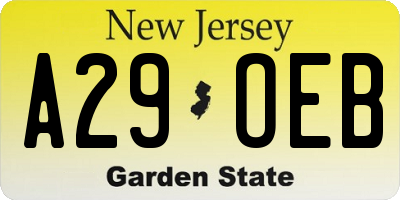 NJ license plate A29OEB