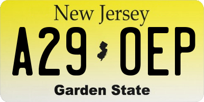 NJ license plate A29OEP