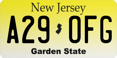 NJ license plate A29OFG