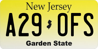 NJ license plate A29OFS