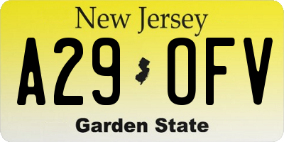 NJ license plate A29OFV