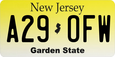 NJ license plate A29OFW