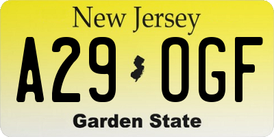 NJ license plate A29OGF