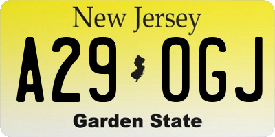NJ license plate A29OGJ