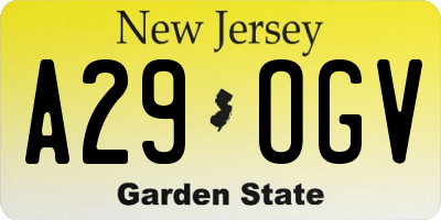 NJ license plate A29OGV