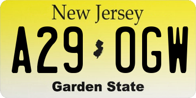 NJ license plate A29OGW