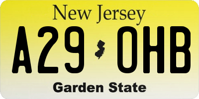 NJ license plate A29OHB