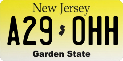 NJ license plate A29OHH