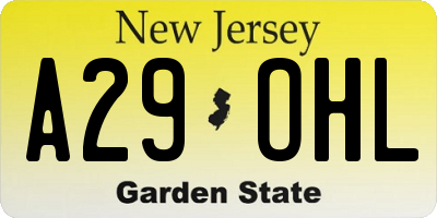 NJ license plate A29OHL