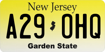 NJ license plate A29OHQ