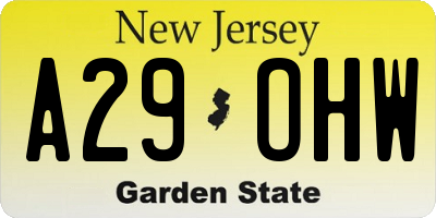 NJ license plate A29OHW