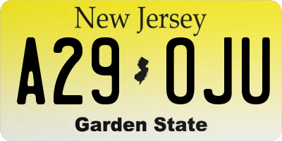 NJ license plate A29OJU