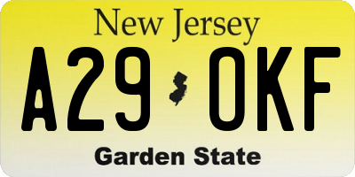 NJ license plate A29OKF