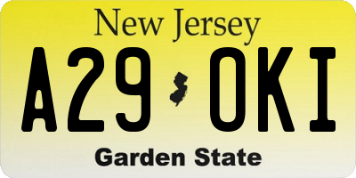 NJ license plate A29OKI