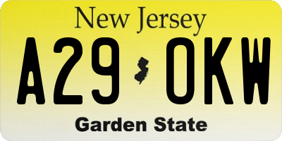NJ license plate A29OKW