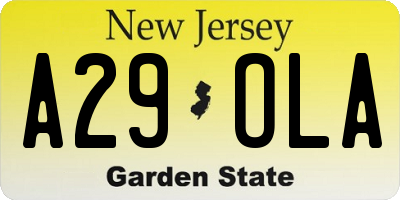 NJ license plate A29OLA
