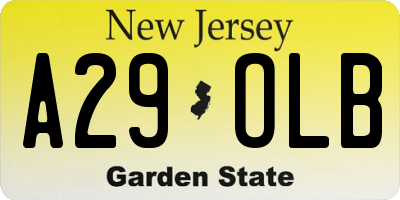 NJ license plate A29OLB