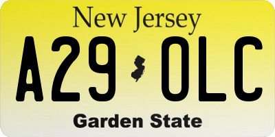 NJ license plate A29OLC
