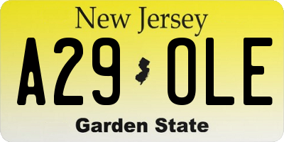 NJ license plate A29OLE