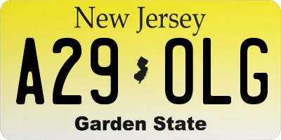 NJ license plate A29OLG