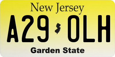 NJ license plate A29OLH
