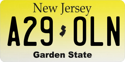 NJ license plate A29OLN