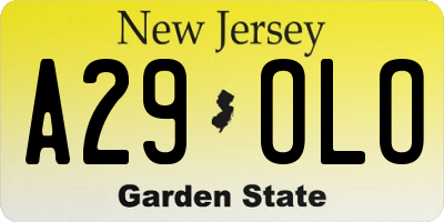 NJ license plate A29OLO