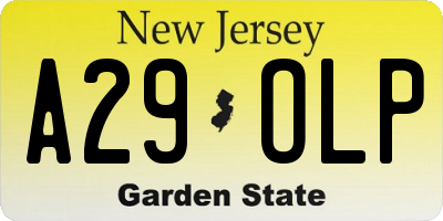 NJ license plate A29OLP