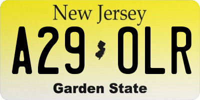 NJ license plate A29OLR