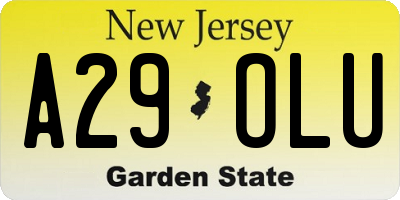 NJ license plate A29OLU