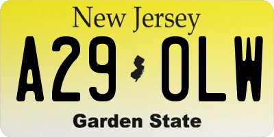 NJ license plate A29OLW